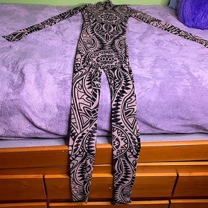 MESH PRINTED BODY SUIT
